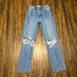 Rolla's High Rise Straight Jeans Women's 24 Organic Cotton Distressed in Byron